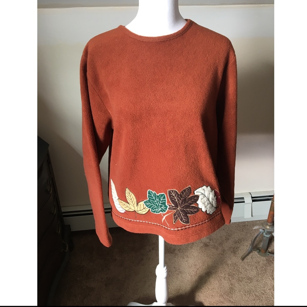 Jason Maxwell Burnt Sienna petite crew neck fall fleece size Medium - Picture 1 of 3